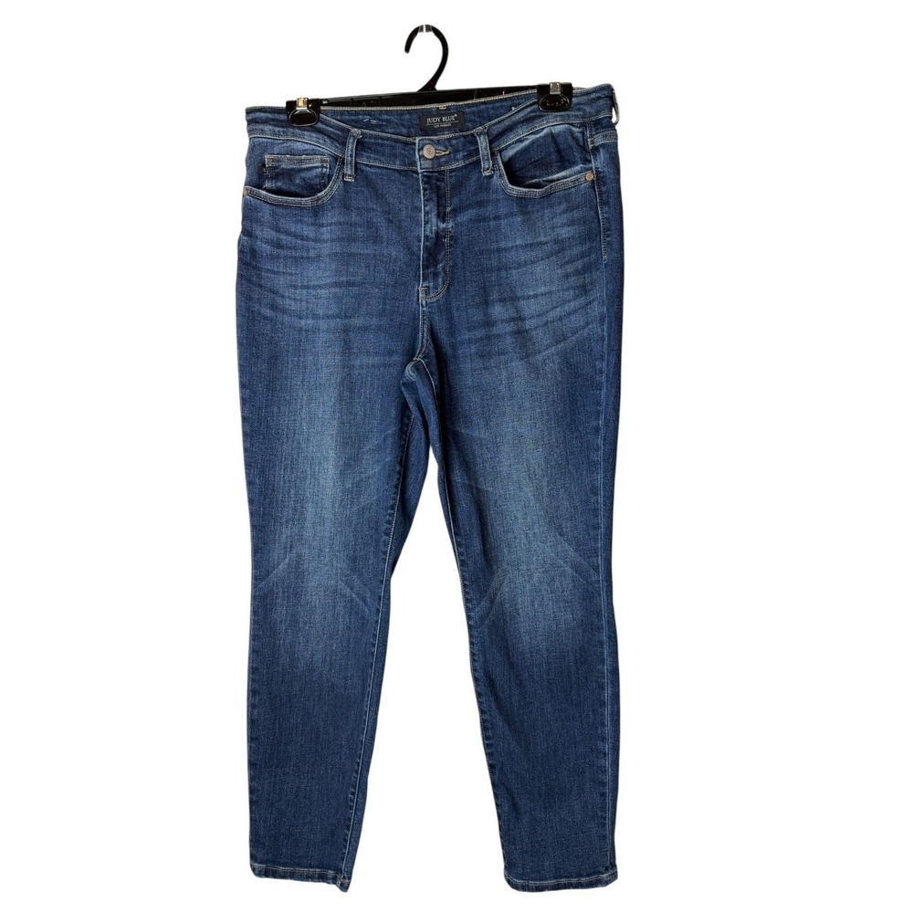 Judy Blue Boyfriend Fit Jeans Women 31 Blue Dark Wash Denim High Rise Stretch